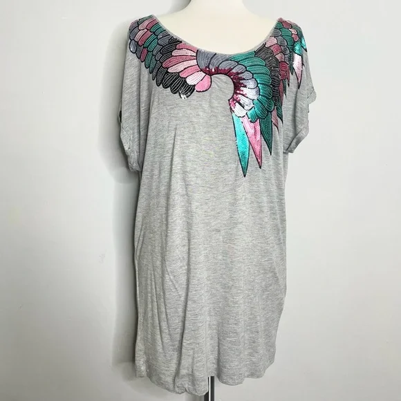 H&M Off Shoulder Short Sleeve Sequined Tunic Top - Picture 1 of 8